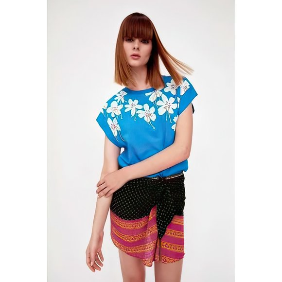 NEW Zara Sarong Style Boho Mini Skirt- Size M - Picture 7 of 15